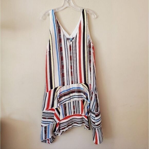 Anthropologie Eva Franco Milana Striped Dress Tiered Drop Waist Rainbow Size 10 - Picture 6 of 6
